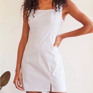 LULUS happy chance gingham square neck mini dress